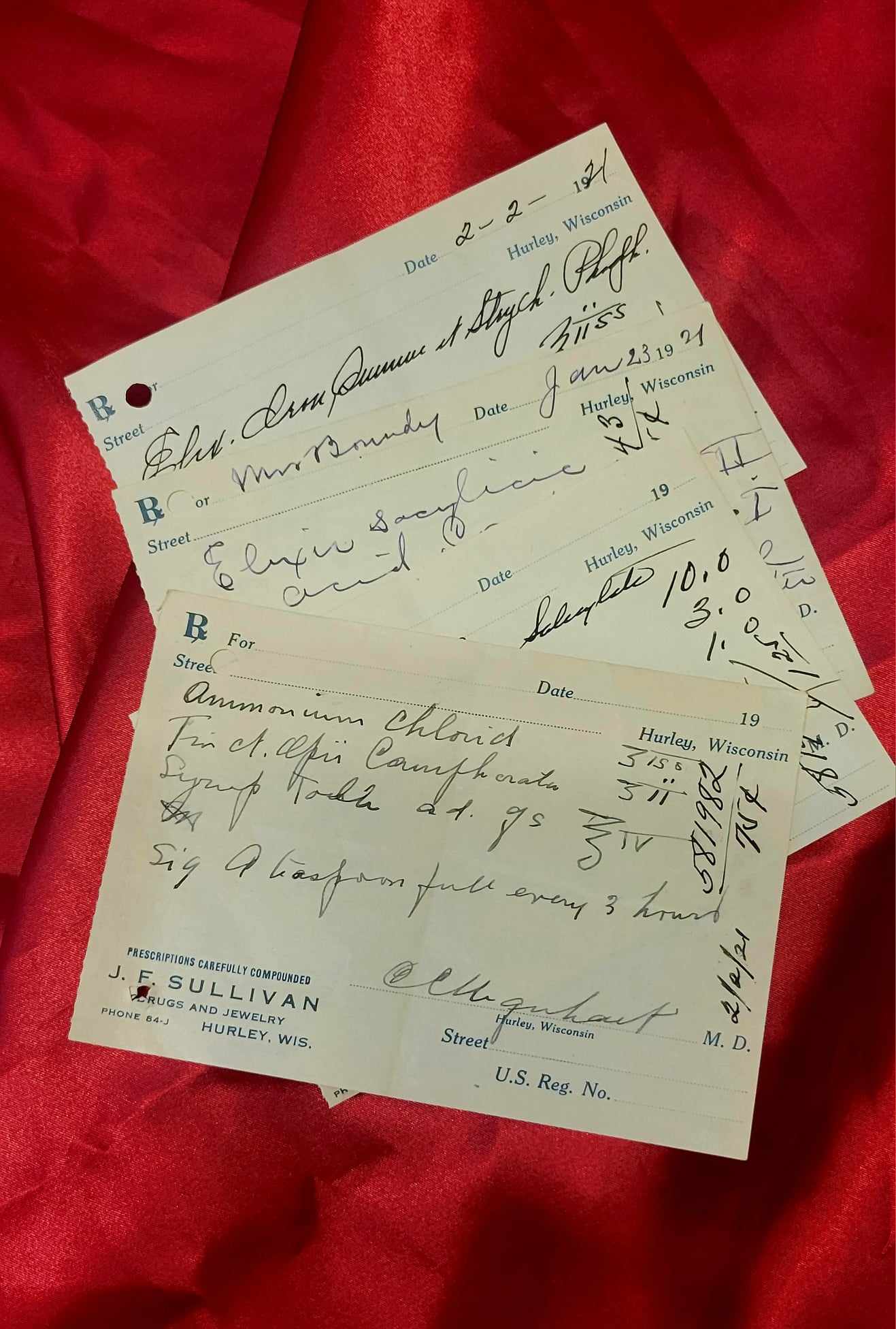 Antique 1920's Pharmacy Prescriptions