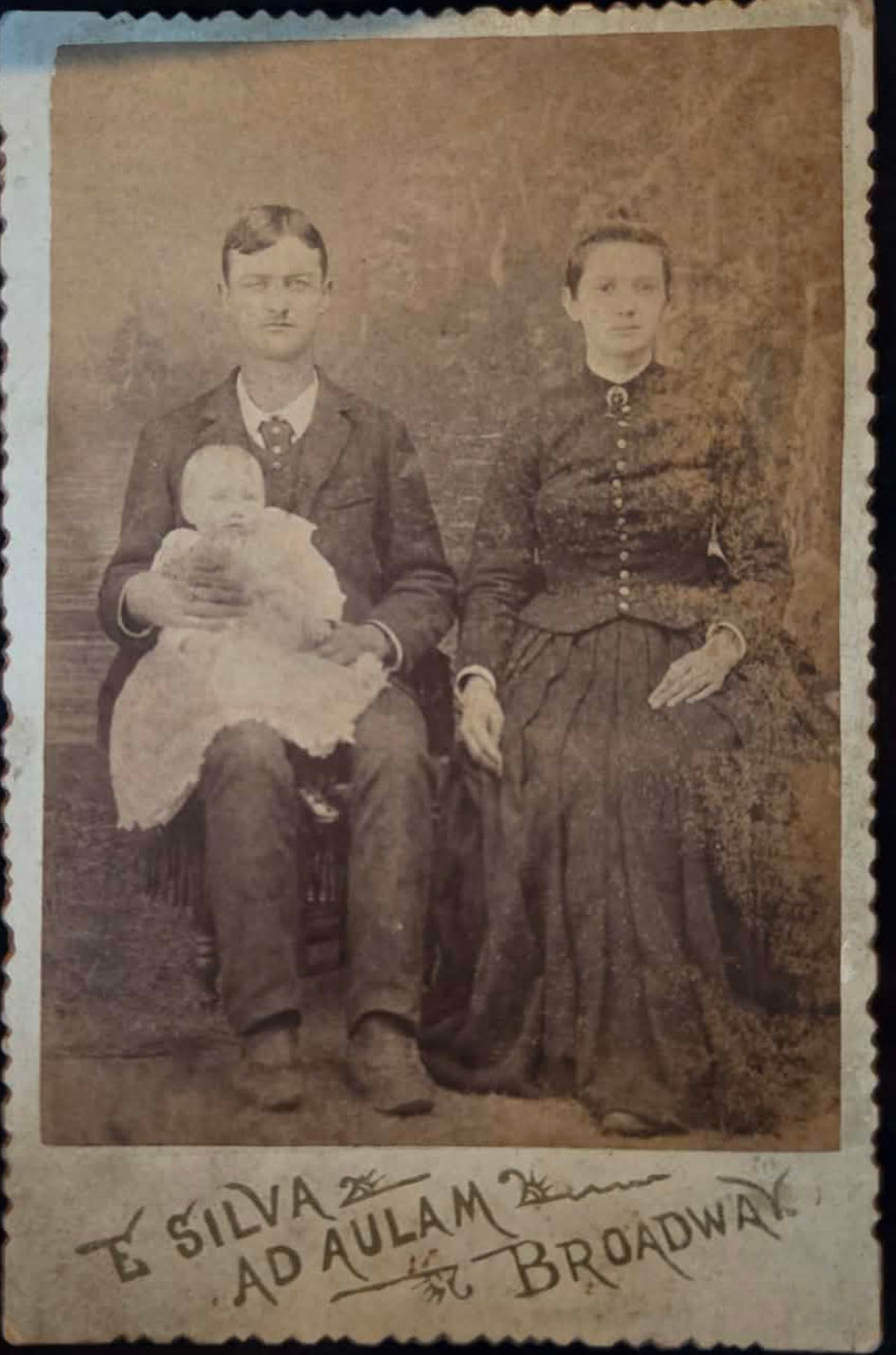 Antique Portrait of Mother, Father and infant