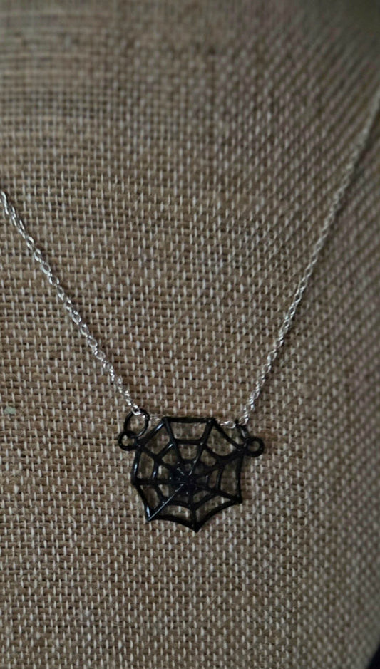 Black Spiderweb Necklace