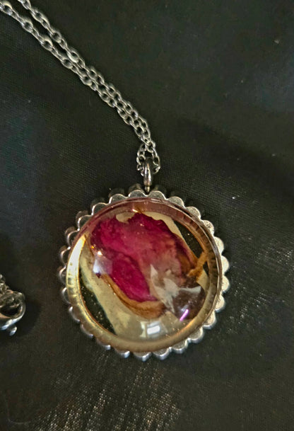 Real Rosebud Necklace