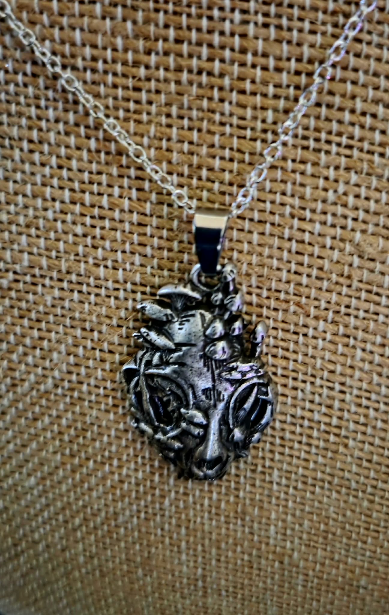 Cat and Mushroom Necklace